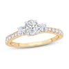 3-Stone Diamond Engagement Ring 1 ct tw Oval & Round  14K Yellow Gold