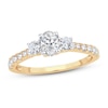 Thumbnail Image 1 of Memories Moments Magic 3-Stone Diamond Engagement Ring 1 ct tw Oval & Round 14K Yellow Gold
