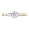 3-Stone Diamond Engagement Ring 1 ct tw Oval & Round  14K Yellow Gold