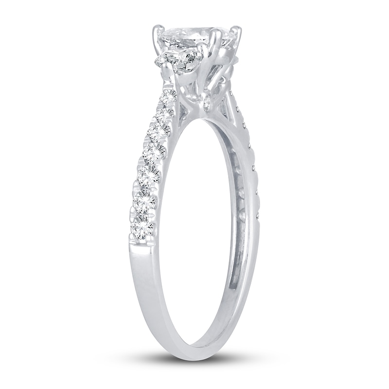 3-Stone Diamond Engagement Ring 1 ct tw Pear & Round 14K White Gold