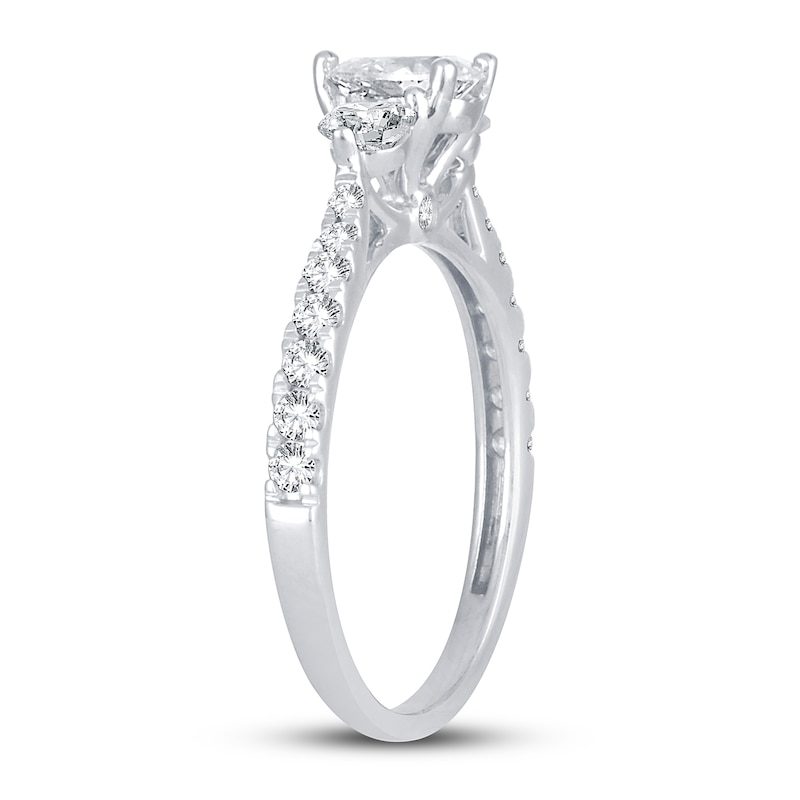Main Image 2 of Memories Moments Magic 3-Stone Diamond Engagement Ring 1 ct tw Pear & Round 14K White Gold