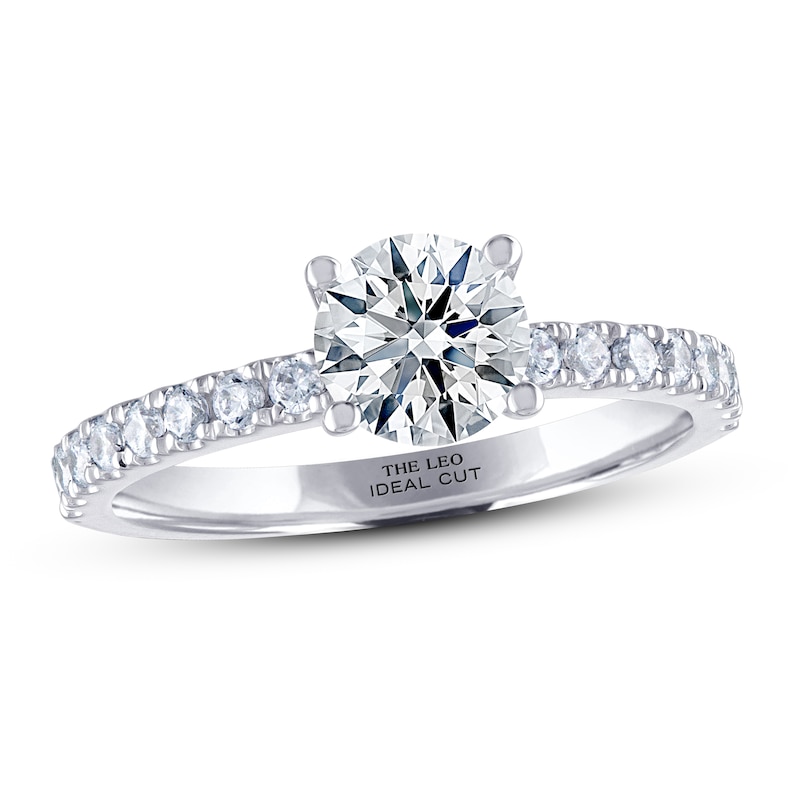 Main Image 1 of THE LEO Ideal Cut Diamond Engagement Ring 1-1/4 ct tw 14K White Gold
