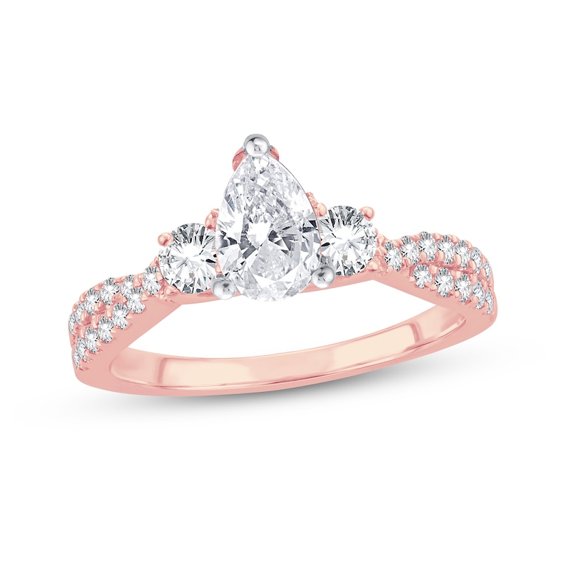 Diamond Engagement Ring 1 ct tw Pear & Round 14K Rose Gold | Kay