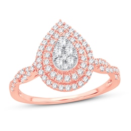 Now + Forever Multi-Diamond Engagement Ring 1/2 ct tw Round-cut 10K Rose Gold