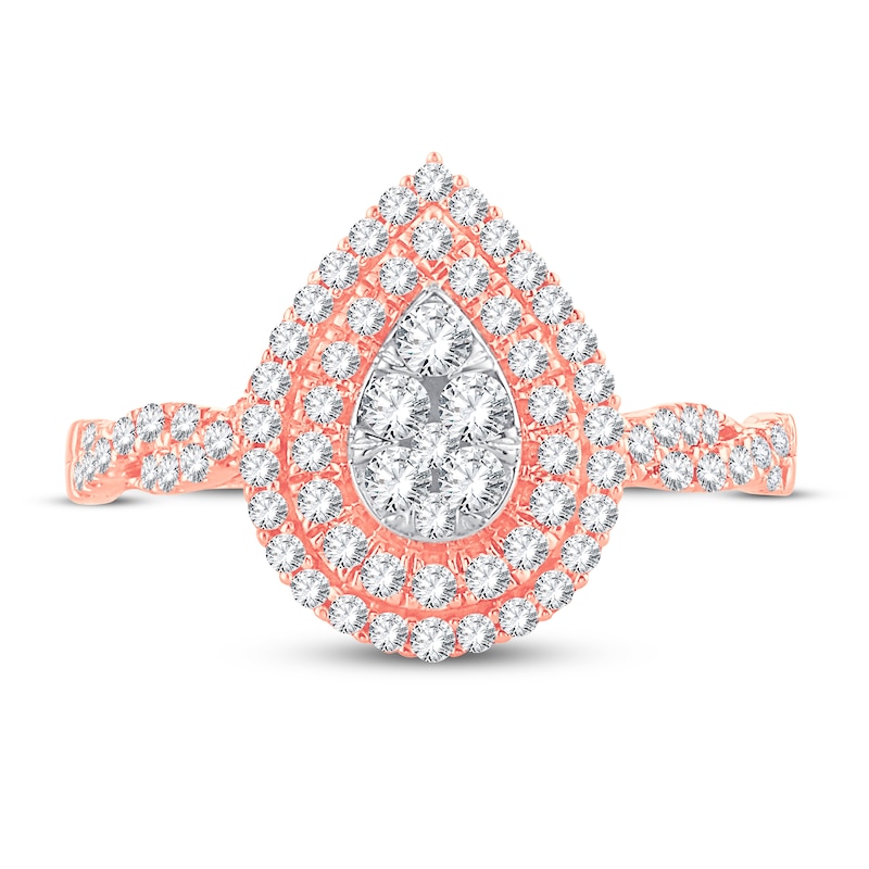Main Image 3 of Now + Forever Multi-Diamond Engagement Ring 1/2 ct tw Round-cut 10K Rose Gold