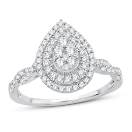 Now + Forever Multi-Diamond Engagement Ring 1/2 ct tw Round-cut 10K White Gold