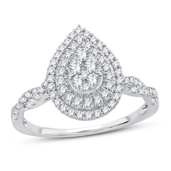 Now + Forever Multi-Diamond Engagement Ring 1/2 ct tw Round-cut 10K White Gold