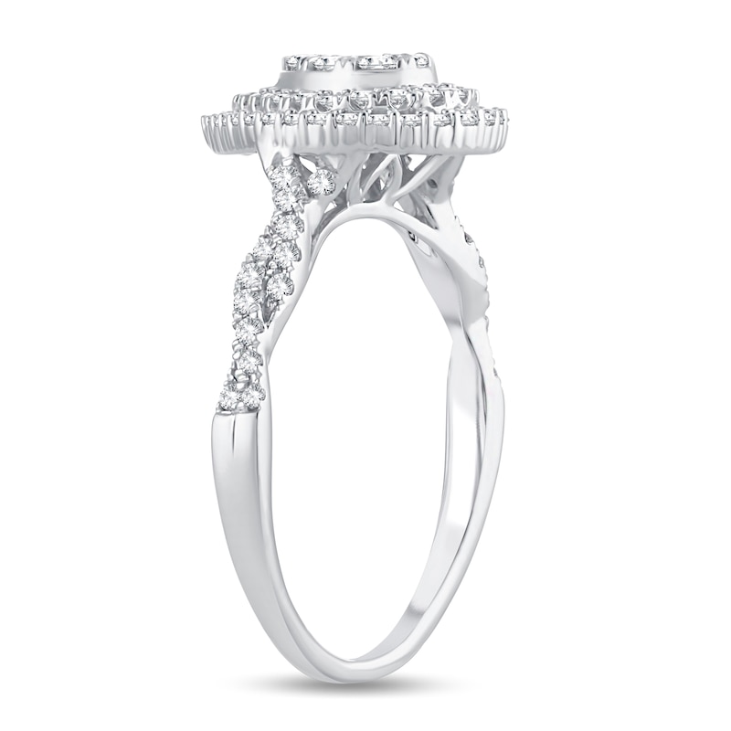 Multi-Diamond Engagement Ring 1/2 ct tw Round-cut 10K White Gold