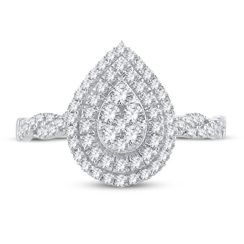 Main Image 3 of Now + Forever Multi-Diamond Engagement Ring 1/2 ct tw Round-cut 10K White Gold