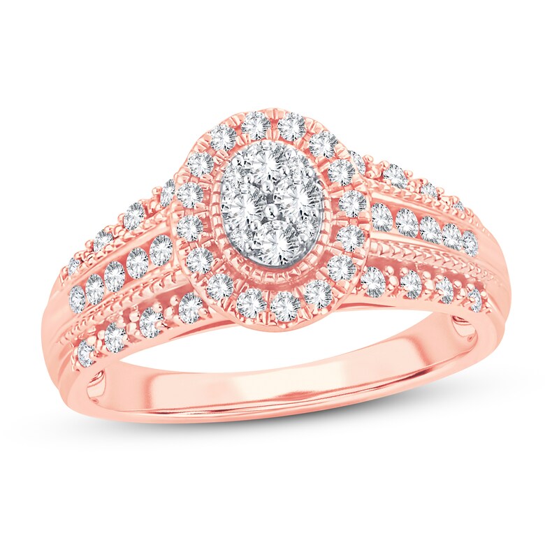 Main Image 1 of Now + Forever Multi-Stone Diamond Engagement Ring 1/2 ct tw Round-cut 10K Rose Gold