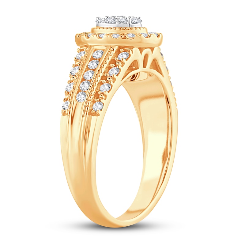 Main Image 2 of Now + Forever Multi-Stone Diamond Engagement Ring 1/2 ct tw Round-cut 10K Yellow Gold