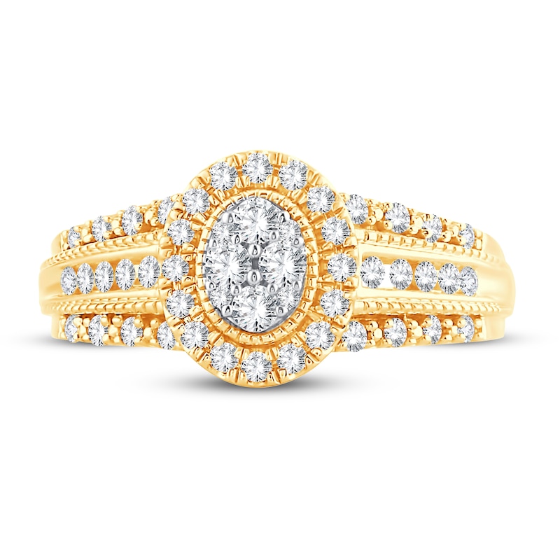 Main Image 3 of Now + Forever Multi-Stone Diamond Engagement Ring 1/2 ct tw Round-cut 10K Yellow Gold