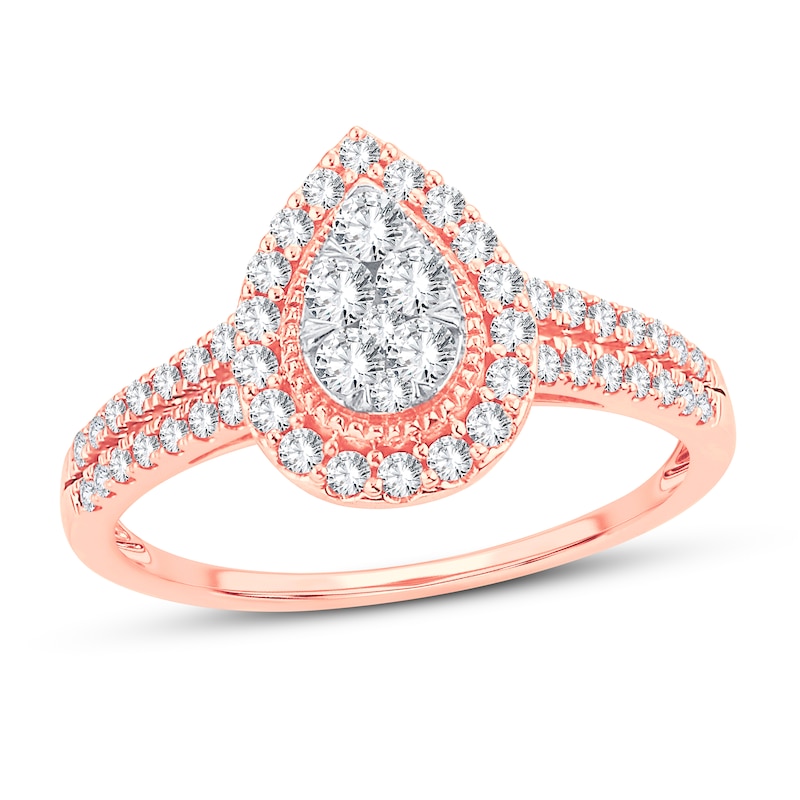 Main Image 1 of Now + Forever Multi-Stone Diamond Engagement Ring 1/2 ct tw Round-cut 10K Rose Gold