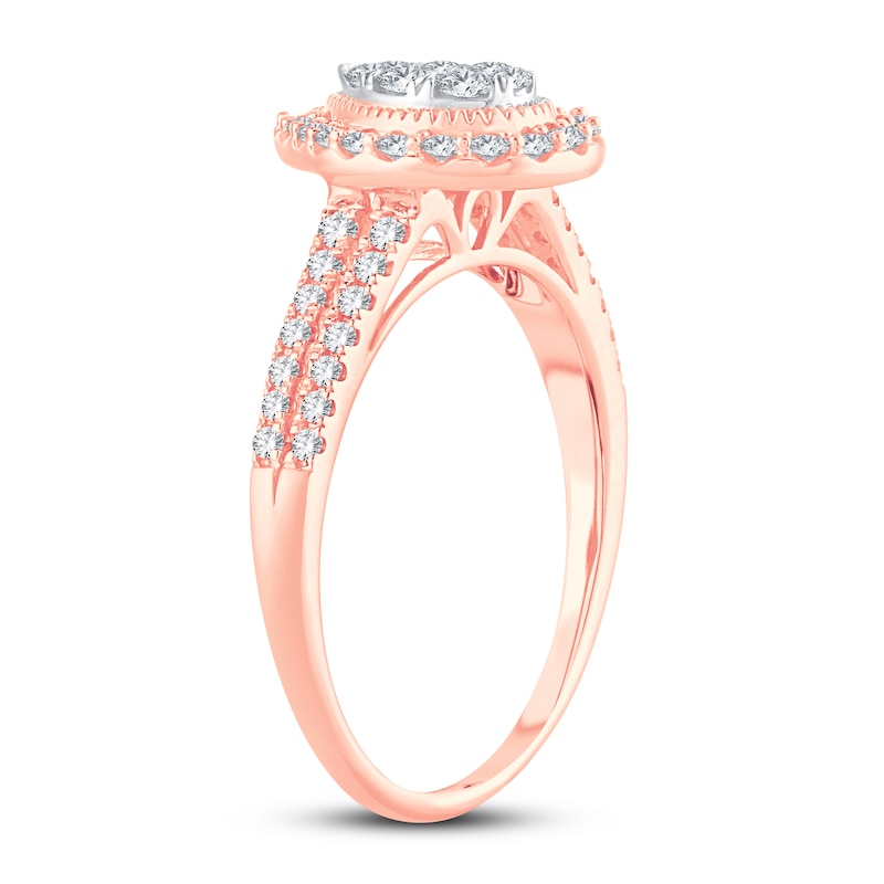 Main Image 2 of Now + Forever Multi-Stone Diamond Engagement Ring 1/2 ct tw Round-cut 10K Rose Gold