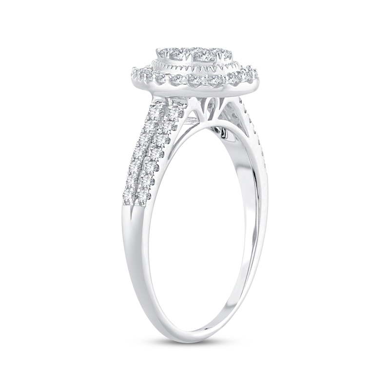 Multi-Stone Diamond Engagement Ring 1/2 ct tw Round-cut 10K White Gold