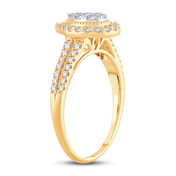 MultiStone Diamond Engagement Ring 1/2 ct tw Roundcut 10K Yellow Gold