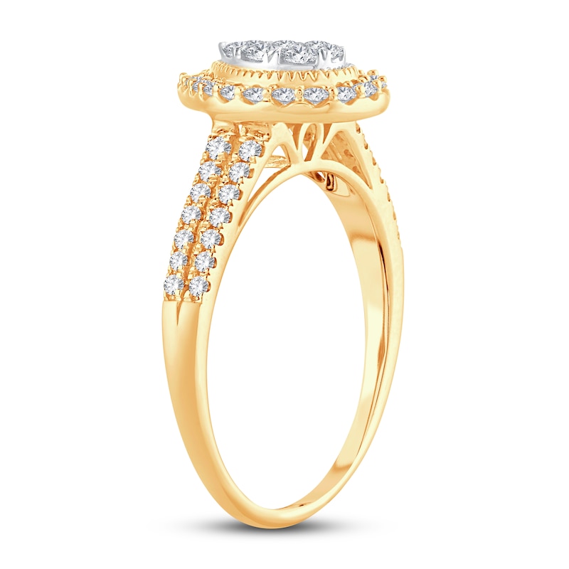 Main Image 2 of Now + Forever Multi-Stone Diamond Engagement Ring 1/2 ct tw Round-cut 10K Yellow Gold
