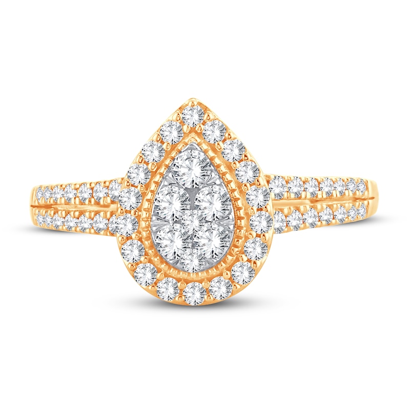 Main Image 3 of Now + Forever Multi-Stone Diamond Engagement Ring 1/2 ct tw Round-cut 10K Yellow Gold