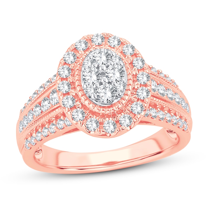 Multi-Stone Diamond Engagement Ring 1 ct tw Round-cut 10K Rose Gold