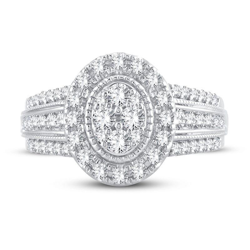 Main Image 3 of Now + Forever Multi-Stone Diamond Engagement Ring 1 ct tw Round-cut 10K White Gold