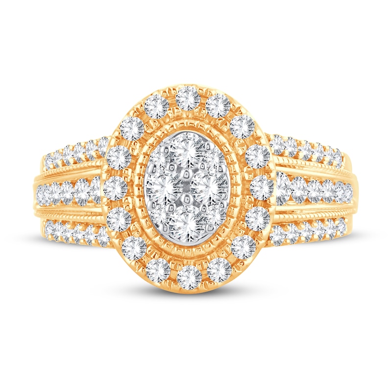 Main Image 3 of Now + Forever Multi-Stone Diamond Engagement Ring 1 ct tw Round-cut 10K Yellow Gold