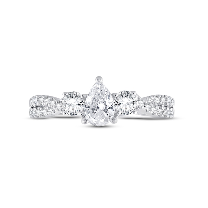 Main Image 3 of Memories Moments Magic Diamond Engagement Ring Pear & Round 1 ct tw 14K White Gold