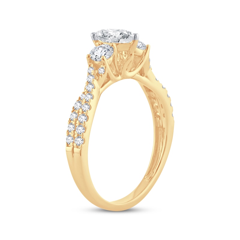 Main Image 2 of Memories Moments Magic Diamond Engagement Ring Pear & Round 1 ct tw 14K Yellow Gold