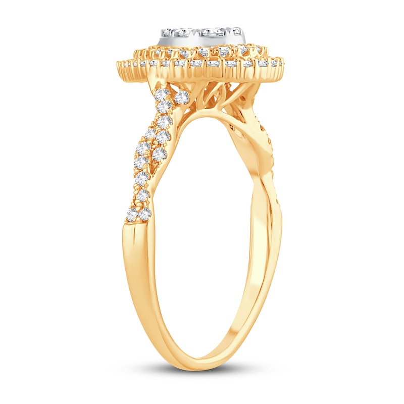 Main Image 2 of Now + Forever Multi-Stone Diamond Engagement Ring 1/2 ct tw Round-cut 10K Yellow Gold