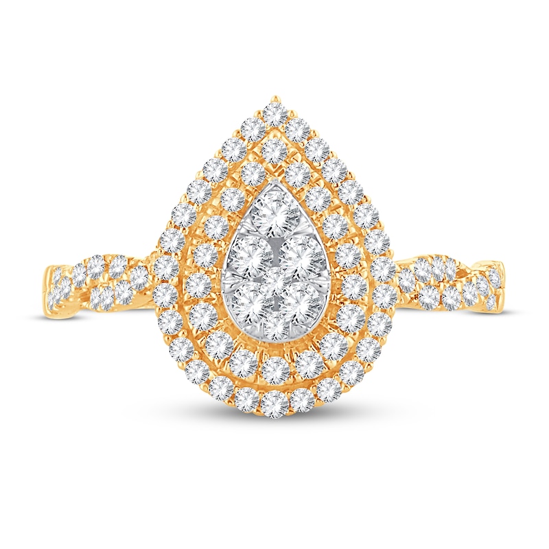 Main Image 3 of Now + Forever Multi-Stone Diamond Engagement Ring 1/2 ct tw Round-cut 10K Yellow Gold