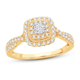 Now + Forever Diamond Engagement Ring 1/2 ct tw Round-cut 10K Yellow Gold