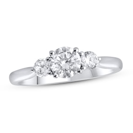Lab-Grown Diamonds Three-Stone Engagement Ring 1 ct tw 14K White Gold