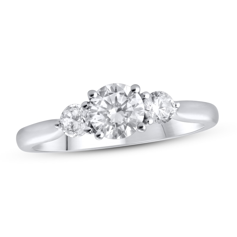 Main Image 1 of Lab-Grown Diamonds Three-Stone Engagement Ring 1 ct tw 14K White Gold