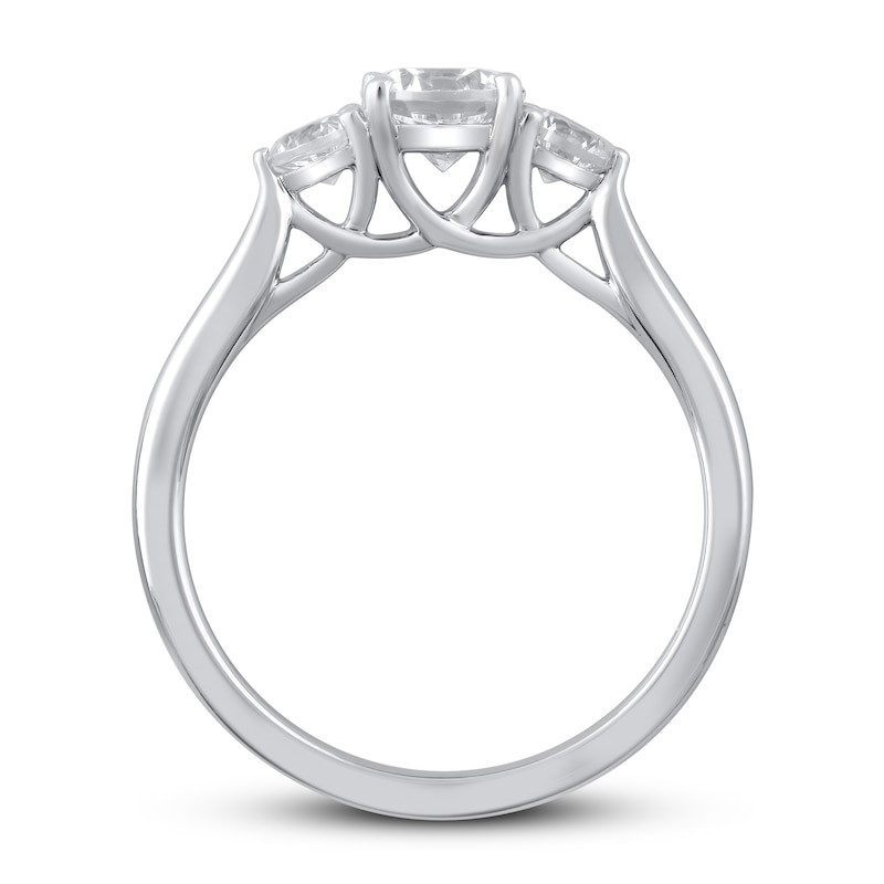 Main Image 3 of Lab-Grown Diamonds Three-Stone Engagement Ring 1 ct tw 14K White Gold