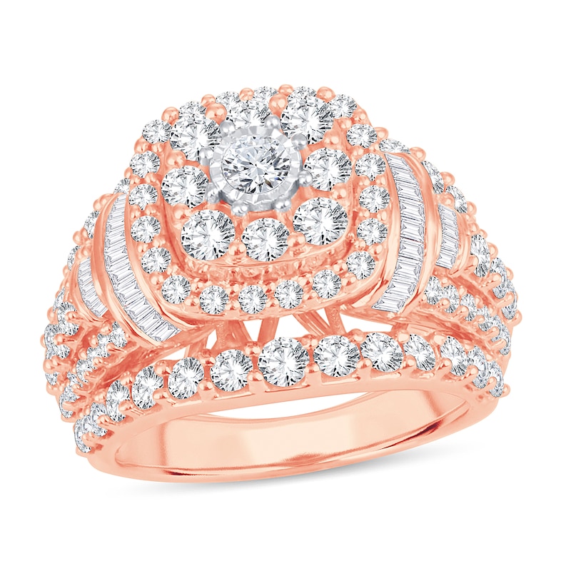 Main Image 1 of Now + Forever Diamond Engagement Ring 3 ct tw Round & Baguette 14K Rose Gold