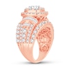 Diamond Engagement Ring 3 ct tw Round & Baguette 14K Rose Gold