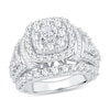 Diamond Engagement Ring 3 ct tw Round & Baguette 14K White Gold