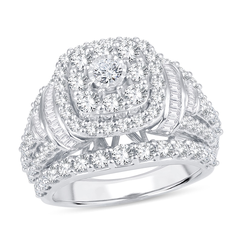 Main Image 1 of Now + Forever Diamond Engagement Ring 3 ct tw Round & Baguette 14K White Gold