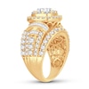 Diamond Engagement Ring 3 ct tw Round & Baguette 14K Yellow Gold