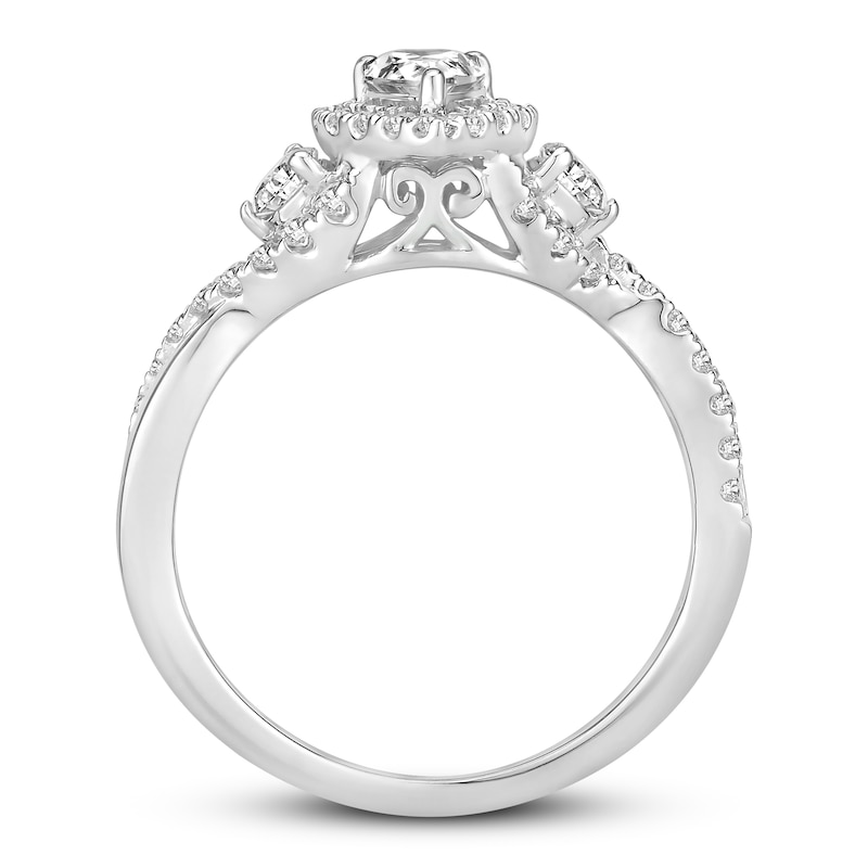 Diamond Engagement Ring 7/8 ct tw Pear/Round 14K White Gold