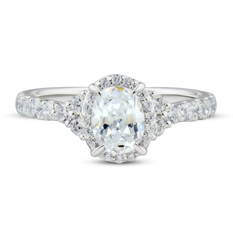 Diamond Engagement Ring 1-1/8 ct tw Oval & Round 14K White Gold