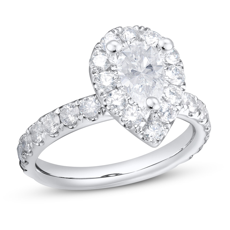 Main Image 1 of Diamond Engagement Ring 1-3/4 ct tw Pear & Round 14K White Gold