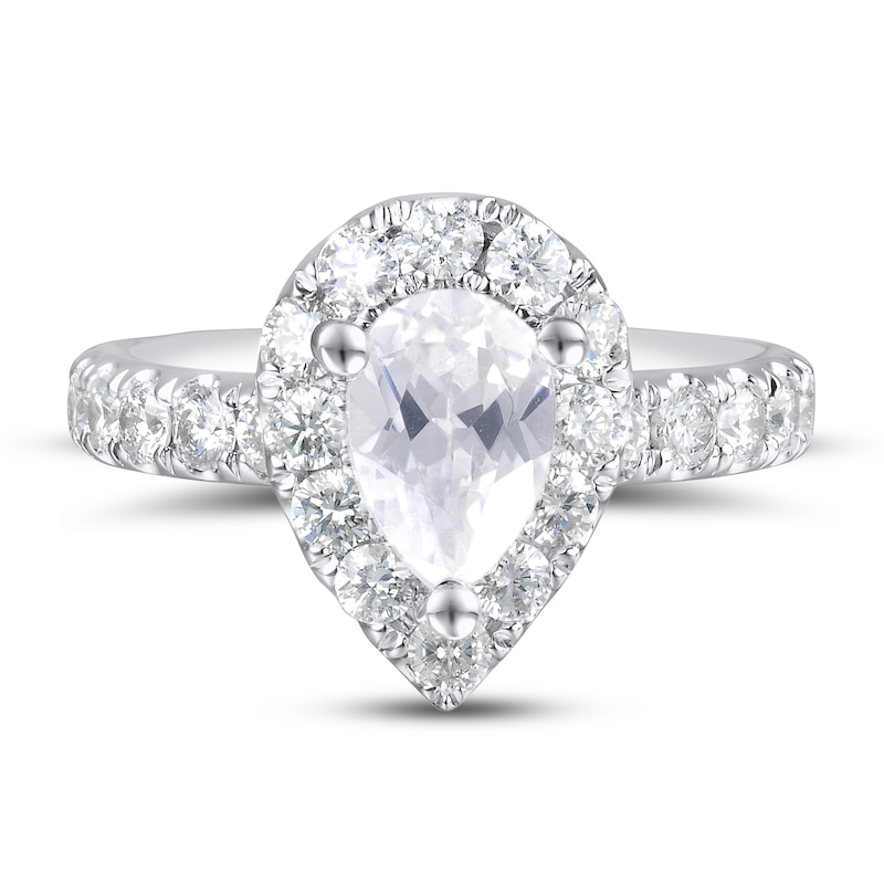 Main Image 4 of Diamond Engagement Ring 1-3/4 ct tw Pear & Round 14K White Gold