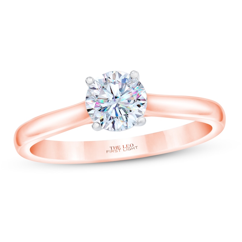 THE LEO First Light Diamond Solitaire Engagement Ring 1/2 ct tw Round-cut 14K Rose Gold