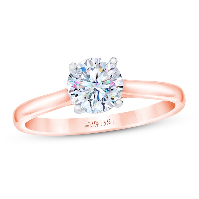 THE LEO First Light Diamond Solitaire Engagement Ring 1 ct tw Round-cut 14K Rose Gold