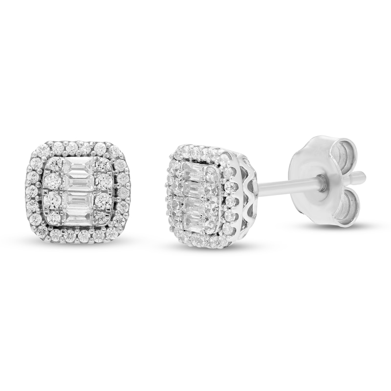 Neil Lane Diamond Earrings 1/4 ct tw Baguette & Round-cut 14K White Gold