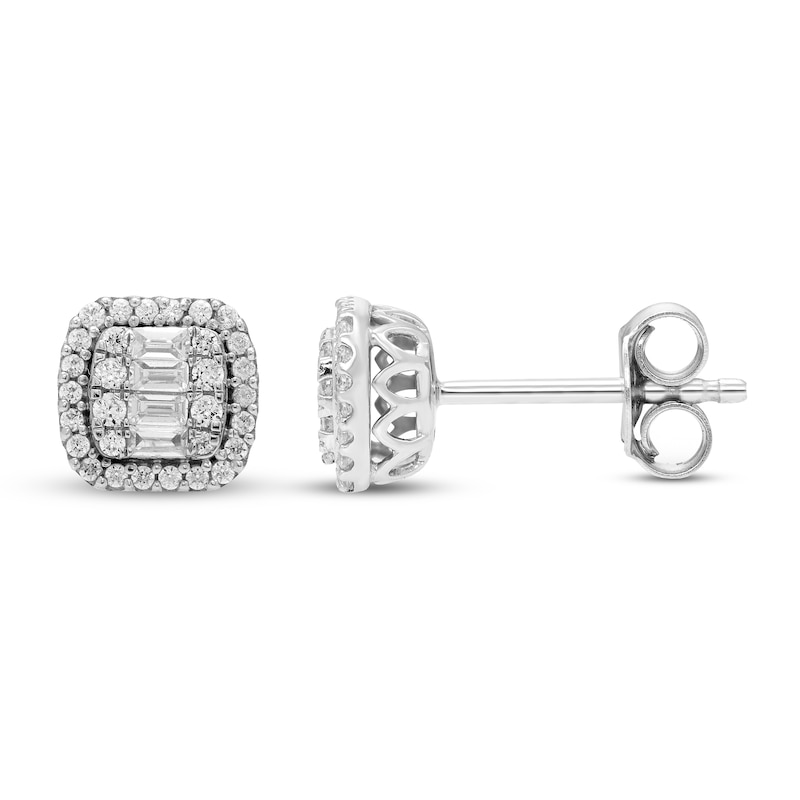 Main Image 2 of Neil Lane Diamond Earrings 1/4 ct tw Baguette & Round-cut 14K White Gold