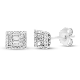 Neil Lane Diamond Earrings 1/4 ct tw Baguette & Round-cut 14K White Gold