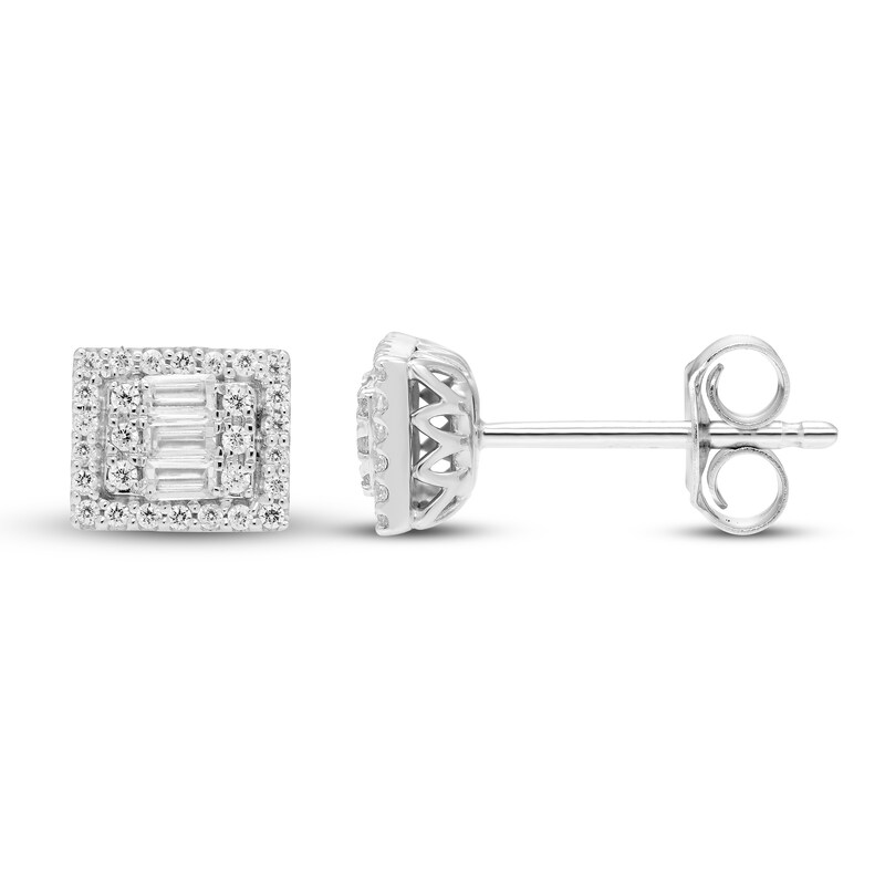 Main Image 2 of Neil Lane Diamond Earrings 1/4 ct tw Baguette & Round-cut 14K White Gold