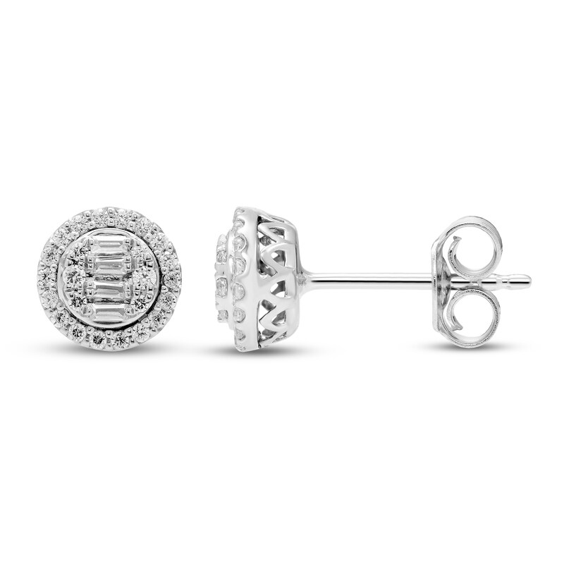 Main Image 2 of Neil Lane Diamond Earrings 1/4 ct tw Baguette & Round-cut 14K White Gold