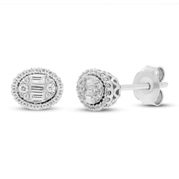 Neil Lane Diamond Earrings 1/4 ct tw Baguette & Round-cut 14K White Gold